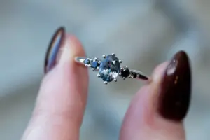 harbor setting with grey spinel and black diamonds