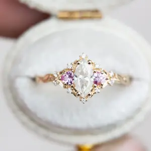briar moon three stone with 8x5mm lab diamond pear center