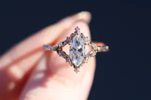 briar rose solitaire with 10x5mm marquise lab diamond center
