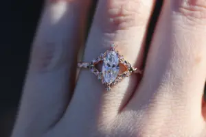 briar rose solitaire with 10x5mm marquise lab diamond center