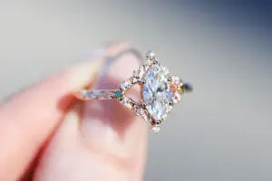 briar rose solitaire with 10x5mm marquise lab diamond center