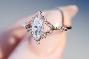briar rose solitaire with 10x5mm marquise lab diamond center
