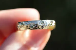 oak leaf unisex wedding band 5mm wide