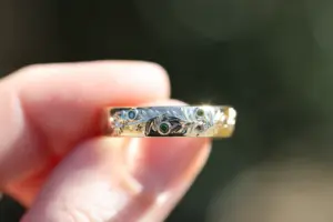oak leaf unisex wedding band 5mm wide