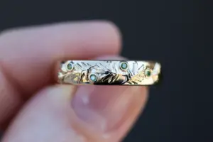 oak leaf unisex wedding band 5mm wide