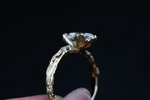 viridian with a 1.6ct marquise lab diamond