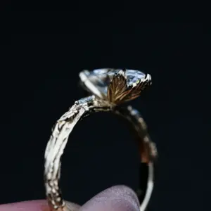 viridian with a 1.6ct marquise lab diamond