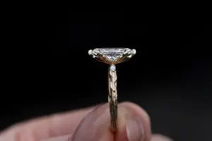viridian with a 1.6ct marquise lab diamond