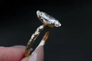 viridian with a 1.6ct marquise lab diamond