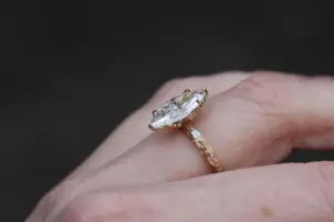 viridian with a 1.6ct marquise lab diamond