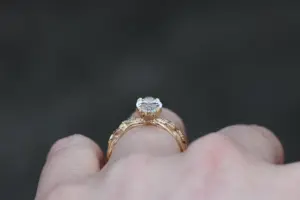viridian with a 1.6ct marquise lab diamond