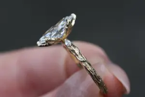 viridian with a 1.6ct marquise lab diamond