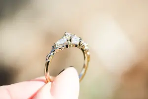 enchanted garden with .9ct marquise lab diamond and pear side stones
