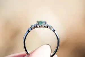briar halo moon with 7x5mm oval moss agate