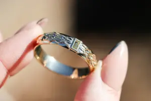 thorns band with baguette center stone