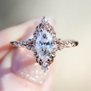 aurora halo with 10x5mm marquise lab diamond