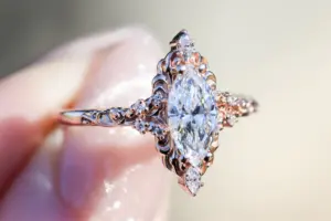 aurora halo with 10x5mm marquise lab diamond
