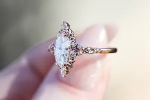 aurora halo with 10x5mm marquise lab diamond