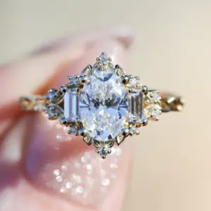 briar rose three stone 1.2ct oval lab diamond with baguette side stones