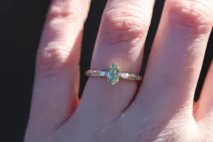 viridian with 8x4mm marquise lab light green sapphire