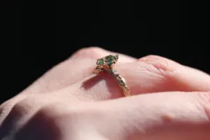 viridian with 8x4mm marquise lab light green sapphire