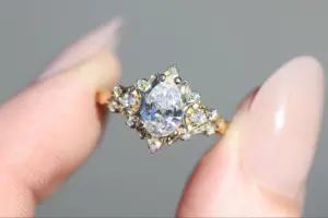 briar moon three stone with 8x5mm lab diamond pear