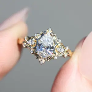 briar moon three stone with 8x5mm lab diamond pear
