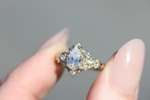 briar moon three stone with 8x5mm lab diamond pear