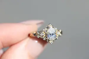 briar moon three stone with 8x5mm lab diamond pear