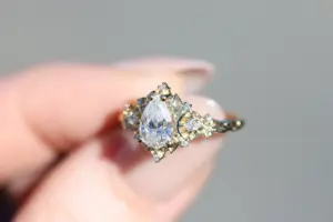briar moon three stone with 8x5mm lab diamond pear