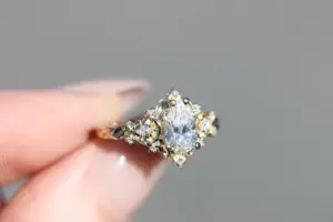 briar moon three stone with 8x5mm lab diamond pear