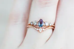 pear diamond curved wedding band