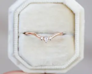 pear diamond curved wedding band