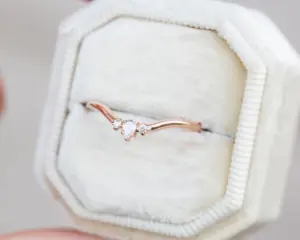 pear diamond curved wedding band